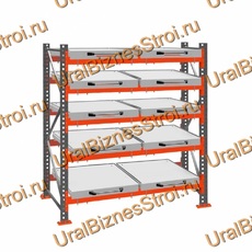 Стеллаж с выкатными платформами  2500*1800*1050 5 яруса 10 платформ - uralbiznesstroi.ru – Казань