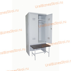 Шкаф гардеробный двухсекционный 2 двери (с нишей для скамьи) 1850*500*600 S-0,8мм - uralbiznesstroi.ru – Казань