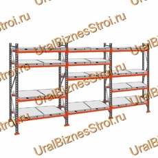 Стеллаж с выкатными платформами  3000*5400*1050 4 яруса 24 платформы - uralbiznesstroi.ru – Казань