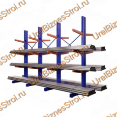 Стеллаж консольный двусторонний 2500x1400x2420 мм тяжелый 4 яруса - uralbiznesstroi.ru – Казань