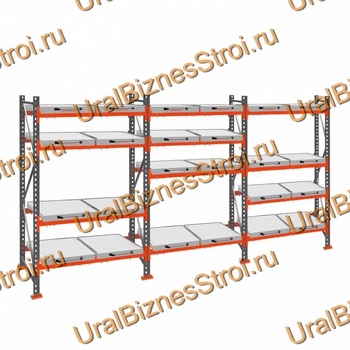 Стеллаж с выкатными платформами  2000*5400*1050 4 яруса 24 платформы - uralbiznesstroi.ru – Казань