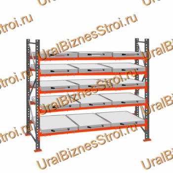 Стеллаж с выкатными платформами  3000*2700*1050 5 яруса 15 платформ - uralbiznesstroi.ru – Казань