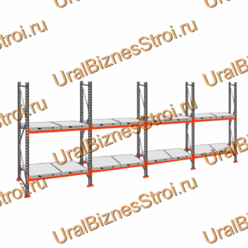 Стеллаж с выкатными платформами  2000*7200*1050 2 яруса 16 платформ - uralbiznesstroi.ru – Казань