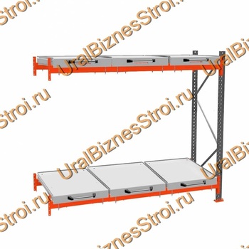 Стеллаж с выкатными платформами дополнительная секция 3000*2700*1050 2 яруса 6 платформ - uralbiznesstroi.ru – Казань