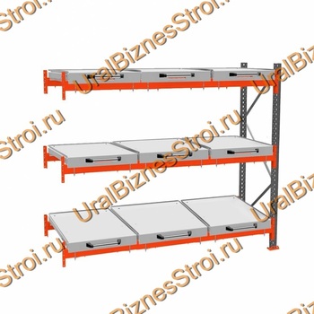 Стеллаж с выкатными платформами дополнительная секция 2500*2700*1050 3 яруса 9 платформ - uralbiznesstroi.ru – Казань