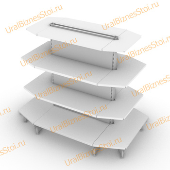 Стеллаж островной с торцевыми полками 2350*400*600 4 полки - uralbiznesstroi.ru – Казань
