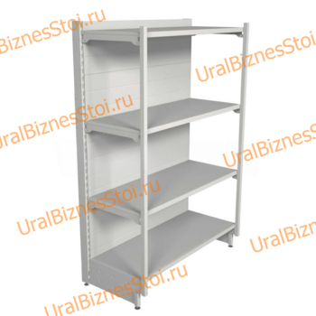 Торговый пристенный стеллаж с передней стойкой 1450*300*600 4 полки - uralbiznesstroi.ru – Казань