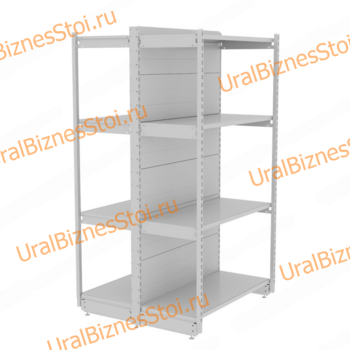 Торговый островной стеллаж (Усиленный с передней стойкой) 1450*400*600 4 полки - uralbiznesstroi.ru – Казань