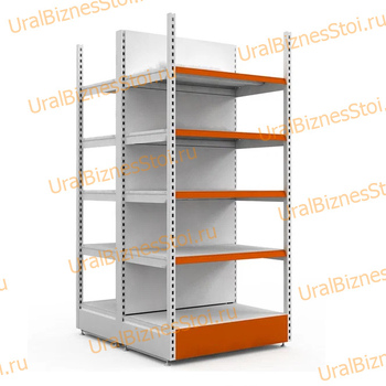 Торговый островной стеллаж (Усиленный с передней стойкой) 2350*500*1200 5 полок - uralbiznesstroi.ru – Казань