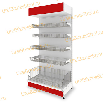Торговый стеллаж с корзиной 2350*500*900 - uralbiznesstroi.ru – Казань