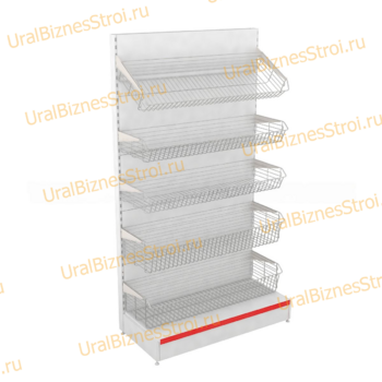 Торговый стеллаж с корзиной 1950*400*1000 - uralbiznesstroi.ru – Казань