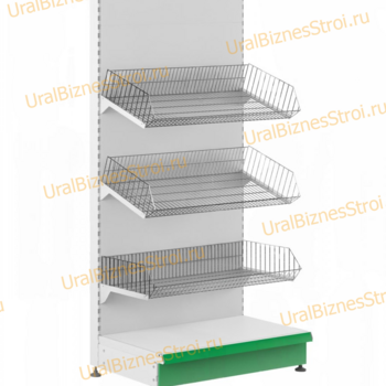 Торговый стеллаж с корзиной 1450*400*600 - uralbiznesstroi.ru – Казань