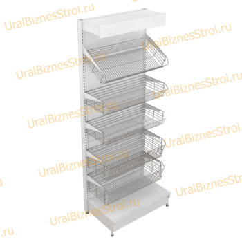 Торговый стеллаж с корзиной 2350*500*1000 - uralbiznesstroi.ru – Казань