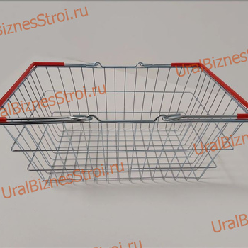 Корзина покупательская, цинк хроматированный (20л) 2 ручки, ПВХ,  цвет-красный - uralbiznesstroi.ru – Казань