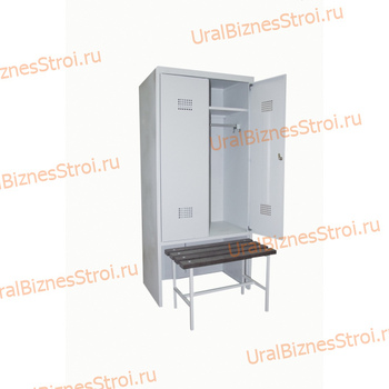 Шкаф гардеробный двухсекционный 2 двери (с нишей для скамьи) 1850*500*600 S-0,5мм - uralbiznesstroi.ru – Казань