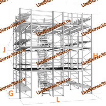 Мезонинный стеллаж 30м*16м 4 этажа 1920 м2 - uralbiznesstroi.ru – Казань