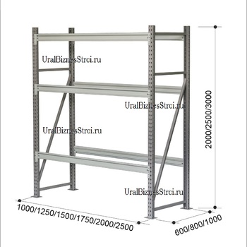 Грузовой стеллаж 2040*800*1000 3 яруса навесных без настила - uralbiznesstroi.ru – Казань