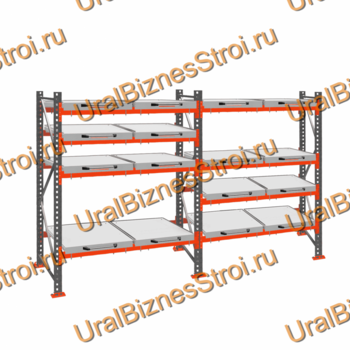 Стеллаж с выкатными платформами  3000*3600*1050 4 яруса 16 платформ - uralbiznesstroi.ru – Казань