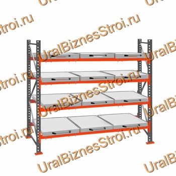 Стеллаж с выкатными платформами  2500*2700*1050 4 яруса 12 платформ - uralbiznesstroi.ru – Казань