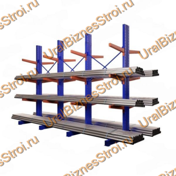 Стеллаж консольный двусторонний 2000х1150х2020 мм тяжелый 3 яруса - uralbiznesstroi.ru – Казань