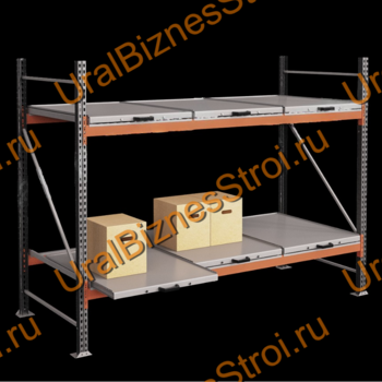 Стеллаж с выкатными платформами  2000*2700*1050 2 яруса 6 платформ - uralbiznesstroi.ru – Казань