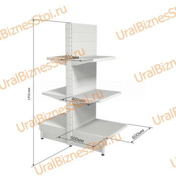 Торговый островной стеллаж 1450*500*600 3 полки - uralbiznesstroi.ru – Казань